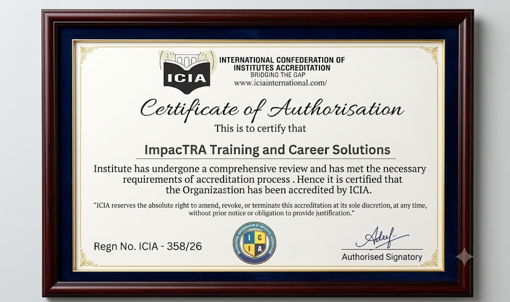 ICIA Certificate of Authorisation for ImpacTRA Training and Career Solutions